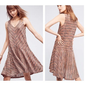 Maeve Anthropologie Westwater NWT Chevron Print Knit Knee Length Dress Small